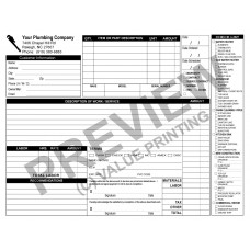 HV-1016 Plumbing Work Order Invoice